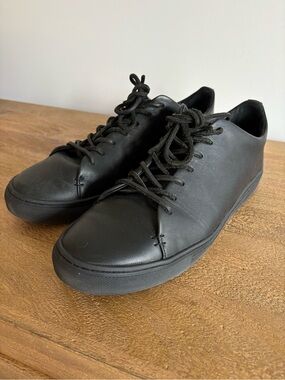 Thursday Boot Company Black Leather Low-Profile Lace-Up Sneakers